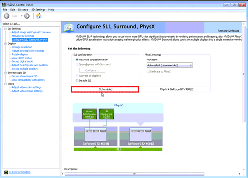 NVIDIA Control Panel, Configure SLI